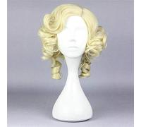 LINLINCD Cosplay Wig Fairy Godmother Cosplay Wig Cinderella Short Curly Blonde Gold Heat-Resistant Fibre Synthetic Hair For Adults One Size 016G