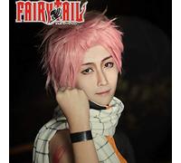 LINLINCD Cosplay Wig Fairy Tail Natsu Dragneel Wig 30 cm Short Straight Wig for Men Women Unisex Costume Cosplay Wig Pink Hollween Christmas Party