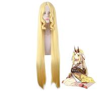 LINLINCD Cosplay Wig Fate Large Order Ibaraki Douji Doji Long Wig Cosplay Costume FGO Heat Resistant Synthetic Hair Women Yellow Wigs