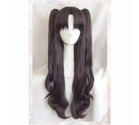 LINLINCD Cosplay Wig Fate / Night Stay Rin Tohsaka Long Wavy Ponytail Heat Resistant Hair Cosplay Costume Wig + Ruby Necklace Only Optional Wig