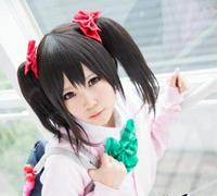 LINLINCD Cosplay Wig Female Black Short Straight Synthetic Hair High Temperature Fibre Cosplay Full Wigs Love Life Nico Yazawa Niko + 2 Sheets Hairpins Black