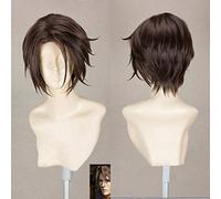 LINLINCD Cosplay Wig Final Fantasy FF8 Squall Leonhart Short Brown Heat Resistant Hair Cosplay Costume Wig + Free Wig Cap