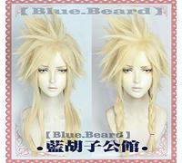 LINLINCD Cosplay Wig Final Fantasy Vii 7 Cloud Battle Golden Blonde Cosplay Wigs High Temperature Fibre Hair Wig + Wig Cap Cloud Strife