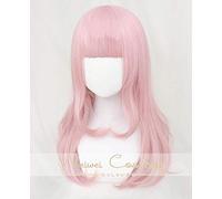 LINLINCD Cosplay Wig Fujiwara Chika 55 cm Pink Long Curls Wig Anime Kaguya-sama: Love is War Heat Resistant Hair Cosplay Costume Wigs + Bow Hairpin Wig Only