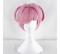 LINLINCD Cosplay Wig Game DDLC Doki Doki Literature Club Natsuki Pink Short Wig Cosplay Costume Women Heat Resistant Synthetic Hair Party Wig + Wig Cap Pink