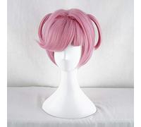 LINLINCD Cosplay Wig Game Doki Doki Literature Club Natsuki Pink Short Wig Cosplay Costume Women Heat Resistant Synthetic Hair Party Wigs