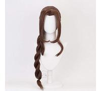 LINLINCD Cosplay Wig Game Final Fantasy VII Aerith Gainsborough Cosplay Wig Girls Hairpiece 100 cm Pigtail Women Wavy Curly Bangs Hair Wig Like The Picture