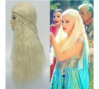 LINLINCD Cosplay Wig Game of Thrones Cosplay Wig Daenerys Targaryen Gold Long Hair Wigs Dragon Mother Season 8 Wavy Blonde Halloween Party Costume