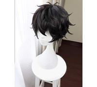 LINLINCD Cosplay Wig Game Persona 5 P5 Hero Kurusu Akira Short Black Wig Heat Resistant Hair Cosplay Costume Wigs + Free Wig Cap Wig Only