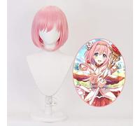 LINLINCD Cosplay Wig Game Princess Connect! Re: Diving Cosplay Wigs Kusano Yui Pink Synthetic Hair Anime Role Play Wig for Halloween Party + Wig Cap Pink