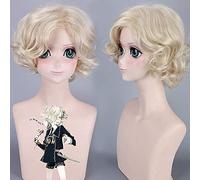 LINLINCD Cosplay Wig Game Touken Ranbu Online Gokotai Short Curly Wig Cosplay Costume Heat Resistant Synthetic Hair Men Women Role Play Wigs + Wig Cap