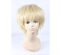 LINLINCD Cosplay Wig Haikyuu!! Tsukishima Kei Cosplay Wig 30 cm Short Straight Blonde Heat Resistant Synthetic Hair Anime Costume Party Halloween Wig