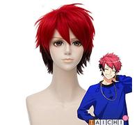 LINLINCD Cosplay Wig Hand Tour A3! Taichi Nanao Cosplay Wig Short Red Wine Heat Resistant Synthetic Hair Pelucas Party Unisex Anime Costume Wigs Hc-Qw