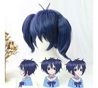 LINLINCD Cosplay Wig Happy Sugar Life Cosplay Wig Shio Kobe Wigs Heat Resistant Synthetic Hair Perucas Cosplay Wig + Wig Cap Navy Blue