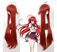 LINLINCD Cosplay Wig High School DxD Rias Gremory 100 cm Long Wine Wine Heat Resistant Hair Cosplay Costume Wig + Free Wig Cap