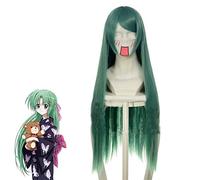 LINLINCD Cosplay Wig Higurashi No Naku Koro Ni Cosplay Wigs Sonozaki Costume Green Heat Resistant Hair Party Role Play Wig + Wig Cap