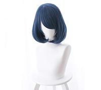 LINLINCD Cosplay Wig Inland Na Kanojo Tachibana Rui Cosplay Wig 30 cm Short Straight Heat Resistant Synthetic Hair Navy Blue Bob Anime Party Wig Tachibana Rui