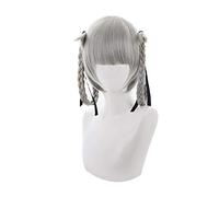 LINLINCD Cosplay Wig Japanese Anime Kakegurui Kirari Momobami 35 cm Short Wigs Grey Braids Stylish Clip on Cosplay Wig + Wig Cap as Furniture