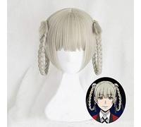 LINLINCD Cosplay Wig Kakegurui Compulsive Gambler Cosplay Wigs Runa Yomozuki Ririka Momobami Heat Resistant Cosplay Wig + Wig Cap Grey