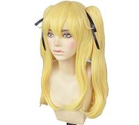 LINLINCD Cosplay Wig Kakegurui Mary Saotome Meari Blonde Ponytail Hair Heat Resistant Cosplay Costume Wig + Silk Ribbon + Wig Cap