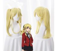 LINLINCD Cosplay Wig Kakegurui Saotome Meari Cosplay Wigs Costume Props Light Gold Long Ponytail Synthetic Hair Halloween Cosplay Anime Wig