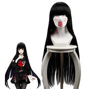 LINLINCD Cosplay Wig Kakegurui Yumeko Jabami Cosplay Wigs Black 80 cm Long Straight Heat Resistant Synthetic Hair Perucas Costume Role Play Wig Kakegurui