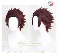 LINLINCD Cosplay Wig Kamado Tanjirou Cosplay Wig Blade of the Demon Slayer Kimetsu no Yaiba Heat Resistant Synthetic Hair Cosplay Wigs + Wig Cap