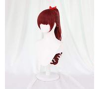LINLINCD Cosplay Wig Kasumi Yoshizawa Cosplay Wig Persona 5 Purple Costume Red Wine Long Hair and Free Bow Accessories + Wig Cap 80 cm Wig