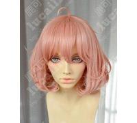 LINLINCD Cosplay Wig Kyoukai No Kanata Mirai Kuriyama Short Orange Pink Heat Resistant Hair Cosplay Costume Wig + Red Glasses Only Optional Wig