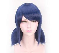 LINLINCD Cosplay Wig Ladybird Cosplay Wigs Dark Blue Cosplay Wig Heat Resistant Synthetic Hair for Women Girls Double Ponytail Wig
