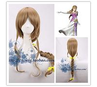 LINLINCD Cosplay Wig Legend of Zelda Twilight Princess Cosplay Wig Brown Golden Braids 2 Styling Hairpiece Anime Costume Role Play Wig Pelucas + Wig