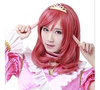 LINLINCD Cosplay Wig Love Live Maki Nishikino Synthetic Hair Medium Curly Cosplay Wig Heat Resistant Costume Party Wigs + Track + Cap