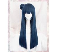 LINLINCD Cosplay Wig LoveLive Sunshine Tsushima Yoshiko Wig Cosplay Costume Love Live Aqour Yohane Women Synthetic Hair Halloween Role Play Wigs Dark Blue