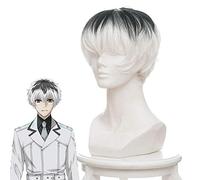 LINLINCD Cosplay Wig Men's Short Black Grey Synthetic Wigs Tokyo Ghoul for Halloween Cosplay Costumes for Men Adults Coser Peruca Peluca Perruque One Size Multi