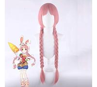LINLINCD Cosplay Wig Mimi Wig Princess Connect! Re: Dive Cosplay Cute Rabbit Pink Double Braid Heat Resistant Synthetic Princess Connect Mimi Wig Pl-760