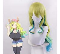 LINLINCD Cosplay Wig Miss Kobayashis Dragon Girl Quetzalcoatl Lucoa Cosplay Wigs Women Long Wavy Ombre Role Play Heat Resistant Synthetic Hair Wig Mz-087