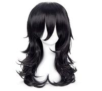 LINLINCD Cosplay Wig My Boku No Hero Academia Shouta Aizawa 45 cm Long Wavy Black Heat Resistant Cosplay Costume Wig + Wig Cap Black