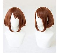 LINLINCD Cosplay Wig My Hero Academia Boku no Hiro Akademia Uraraka Ochako Short e Bobo Heat Resistant Cosplay Costume Wig + Free Wig Cap