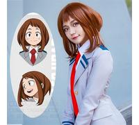 LINLINCD Cosplay Wig My Hero Academia Cosplay Wig Ochako Uraraka Short Bob Heat Resistant Baku No Hero Cosplay Costume Hollowen Cos Wig