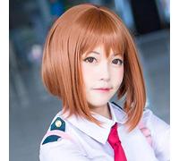 LINLINCD Cosplay Wig My Hero Academia Ochako Uraraka Cosplay Wig Short Bob Heat Resistant Cosplay Costume Hollowen Cos Custome Wig