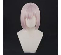 LINLINCD Cosplay Wig New Anime Game FGO Fate / Big Order Mash Kyrielight Matthew Cosplay Wigs Halloween Party Stage Pink Short Costume Wigs + Wig Cap