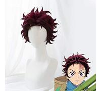 LINLINCD Cosplay Wig Nezuko Tanjirou Kamado Wigs Demon Slayer Kimetsu No Yaiba Wig Zenitsu Agatsuma Golden Hair Heat Resistant Cosplay Wigs + Wiig Cap Kamado Tanjirou