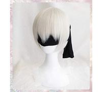 LINLINCD Cosplay Wig NieR: Automata 9S Silver White Wig YoRHa No. 9 Model S Men Anime Cosplay Wig as Furniture