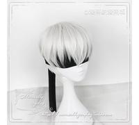 LINLINCD Cosplay Wig NieR: Automata 9S Silver White Wig YoRHa No. 9 Model S Men Anime Cosplay Wig with Black Eye Patch One Size 9s