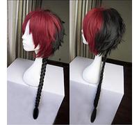 LINLINCD Cosplay Wig Owari No Seraph of the End Crowley Eusford Braid Long Red and Black Gradient Heat Resistant Cosplay Costume Wig + Free Wig Cap
