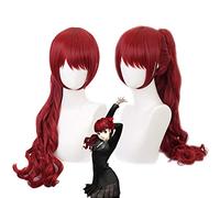 LINLINCD Cosplay Wig Persona 5 P5R Yoshizawa Kasumi Red Long Ponytail Wig Cosplay Costume Heat Resistant Synthetic Hair Women Wigs