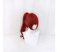 LINLINCD Cosplay Wig Persona5 The Royal P5R Cosplay Wigs Yoshizawa Kasumi Red Wine Clip Ponytails Synthetic Hair Wig Halloween Hair + Wig Cap