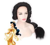 LINLINCD Cosplay Wig Princess Jasmine 90 cm Long Straight Cosplay Wigs for Women Female Synthetic Hair Wig Heat Resistant Synthetic Hair Black Anime Wig