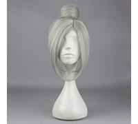 LINLINCD Cosplay Wig Prison School Shiraki Meiko Cosplay Wigs 35 cm Short Heat Resistant Synthetic Hair for Women Costume Party Wig Hair Bun Grey Shiraki Meiko