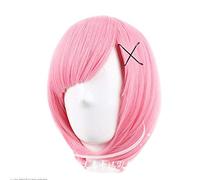 LINLINCD Cosplay Wig Pure Colour REM Cosplay Wig or RAM Cosplay Wigs Re: Zero Start Life in Another World Game Costume Halloween Costumes Only Pink Wig